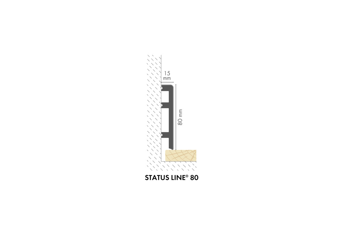 Skirting board PVC Status Line 80x15mm glued CEZAR White RAL9003 matt 2.20m