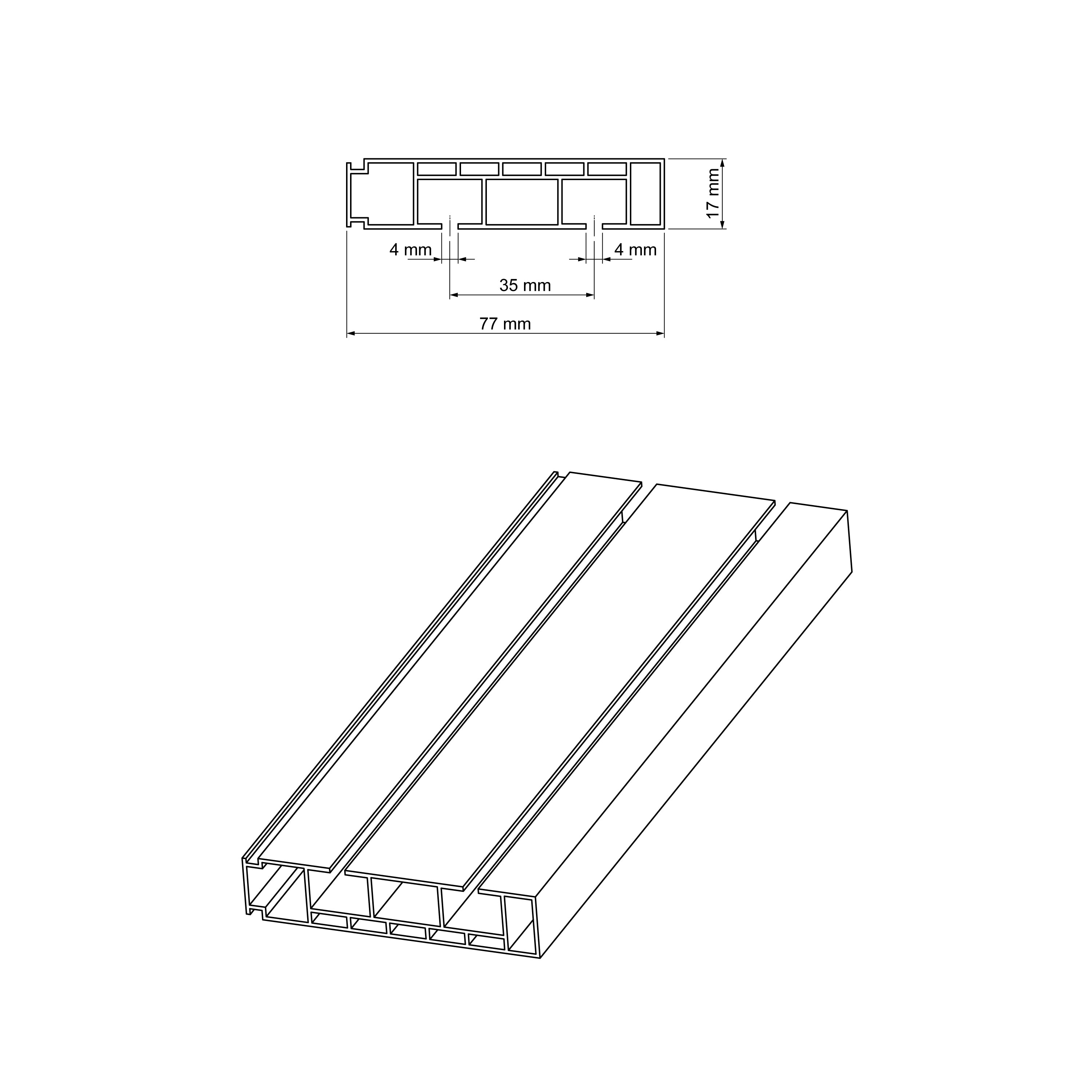 Double PVC ceiling rail + accessories PROLINE2 Cezar White 3m