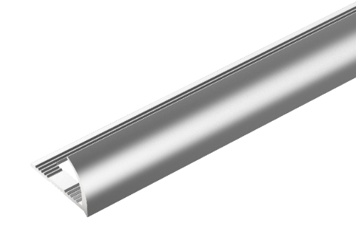 Profil do glazury aluminiowy krawędziowy owalny 10mm Cezar Srebrny El-Poler Połysk 2,50m