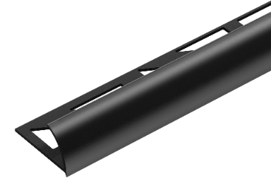 PVC external tile profile 9mm Cezar Black RAL9005 Matt 2.50m