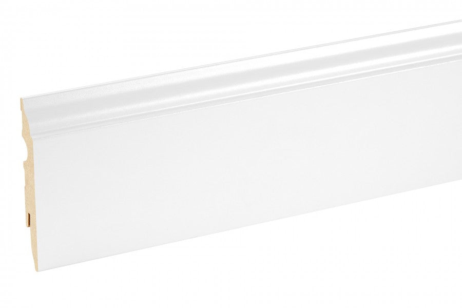 Listwa przypodłogowa dekoracyjna MDF 82x13mm Cezar Biały RAL9003 okleina półmat 2,20m