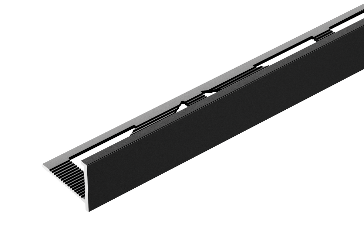 Profil do glazury aluminiowy narożny z krawędzią 8mmx18mm Cezar Czarny RAL9005 Mat 2,50m