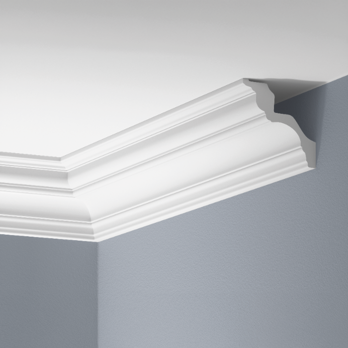 Smooth cornice strip LGG-53 glued Cezar White 2.40 m