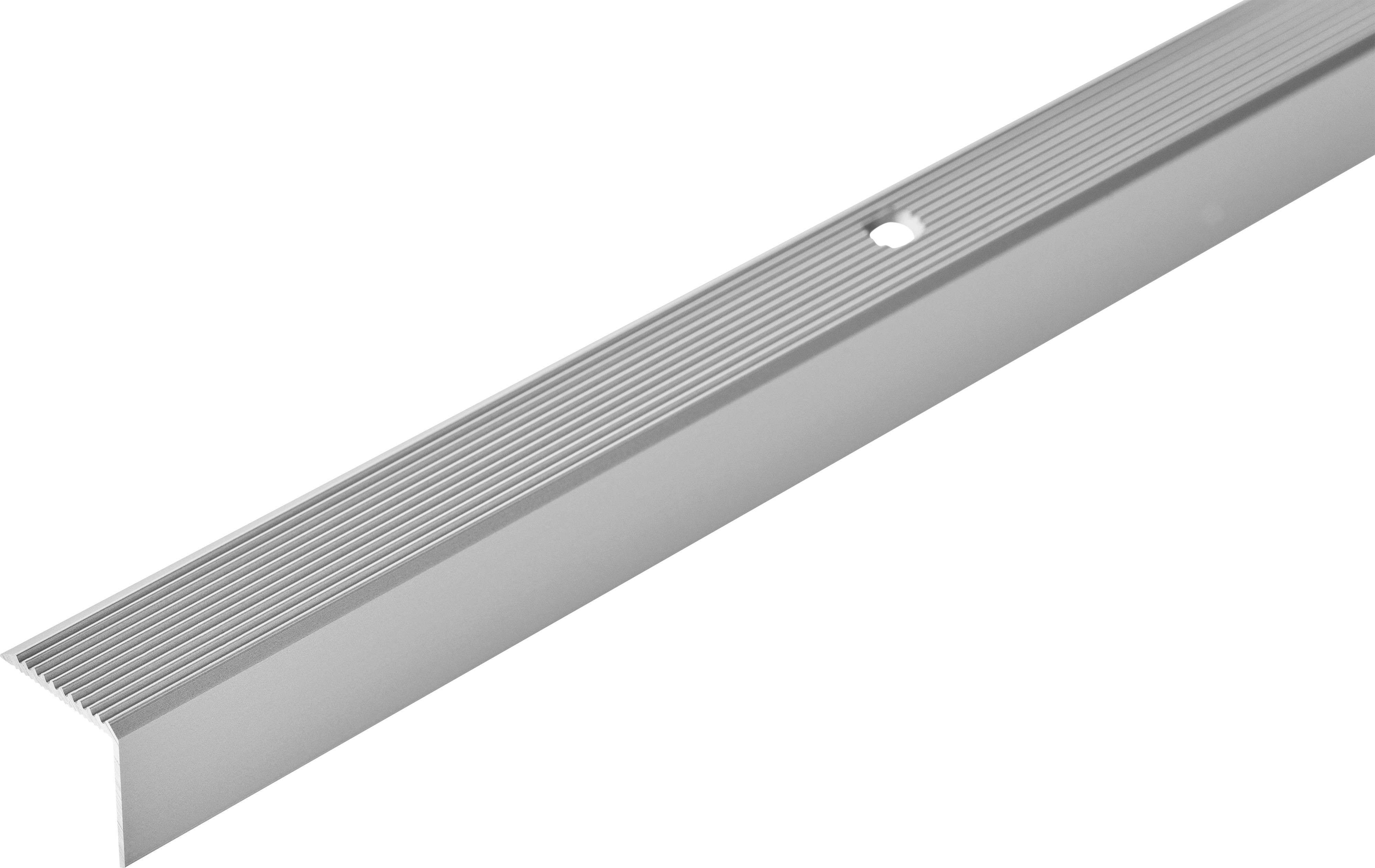 Profil schodowy aluminiowy ryflowany 20x20mm Cezar Srebrny Mat 1m