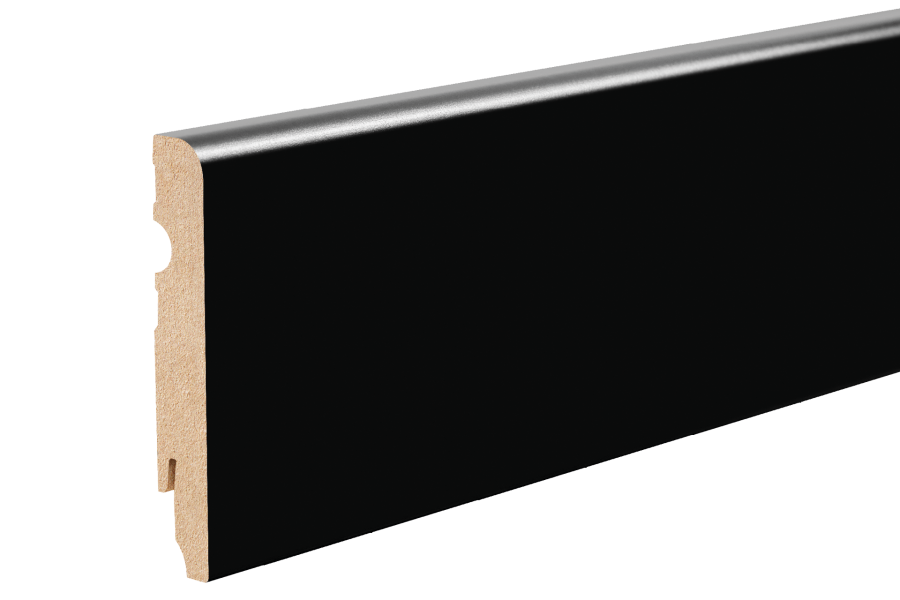 Listwa przypodłogowa MDF zaokrąglona 100x16mm Cezar Czarny RAL9005 lakier półmat 2,20m
