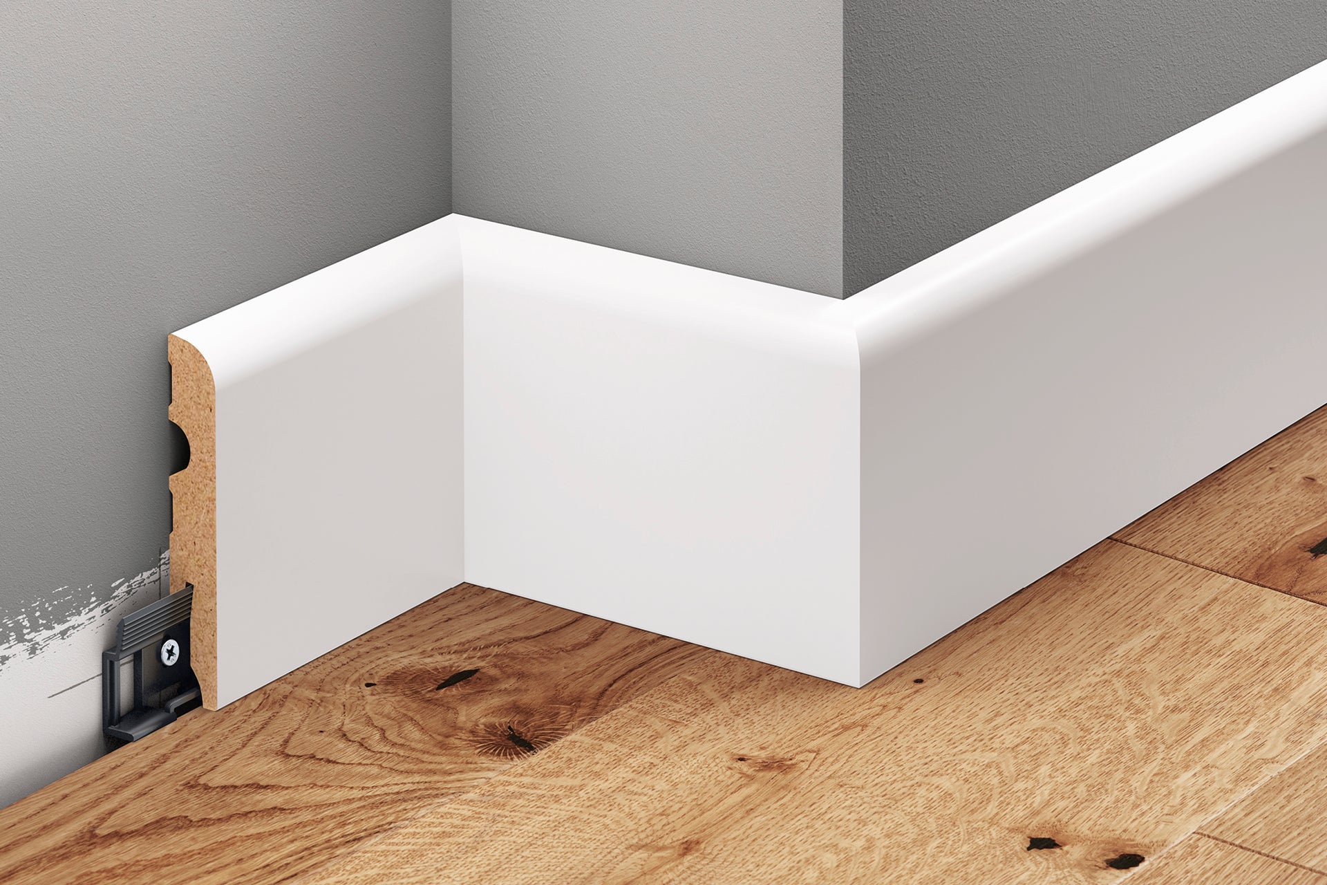 Listwa przypodłogowa zaokrąglona MDF 80x13mm Cezar Biały RAL9003 lakier półmat 2,20m