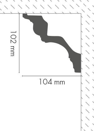 Smooth LGG-53 cornice strip glued Flex Cezar White 2.40m