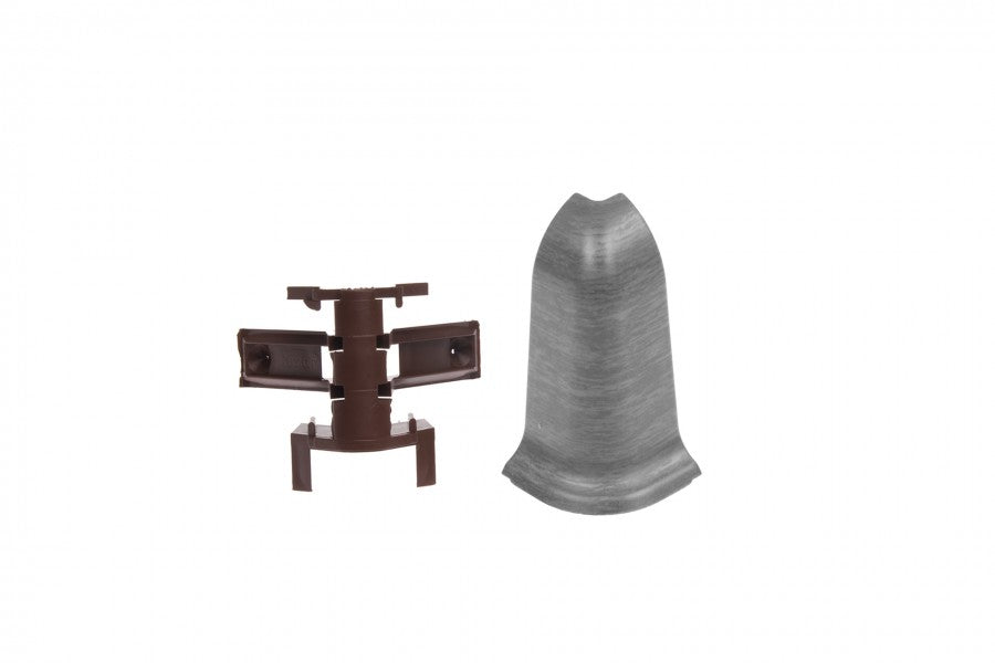 External corner + RAK for Classic skirting board 22x59mm 1 set = 2 pcs (NZ + RAK) Cezar Dark Grey Oak Matte