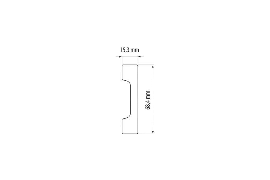 LPC-23 skirting board 69.7x15.8mm Cezar Silver Brushed Gloss 2.44m