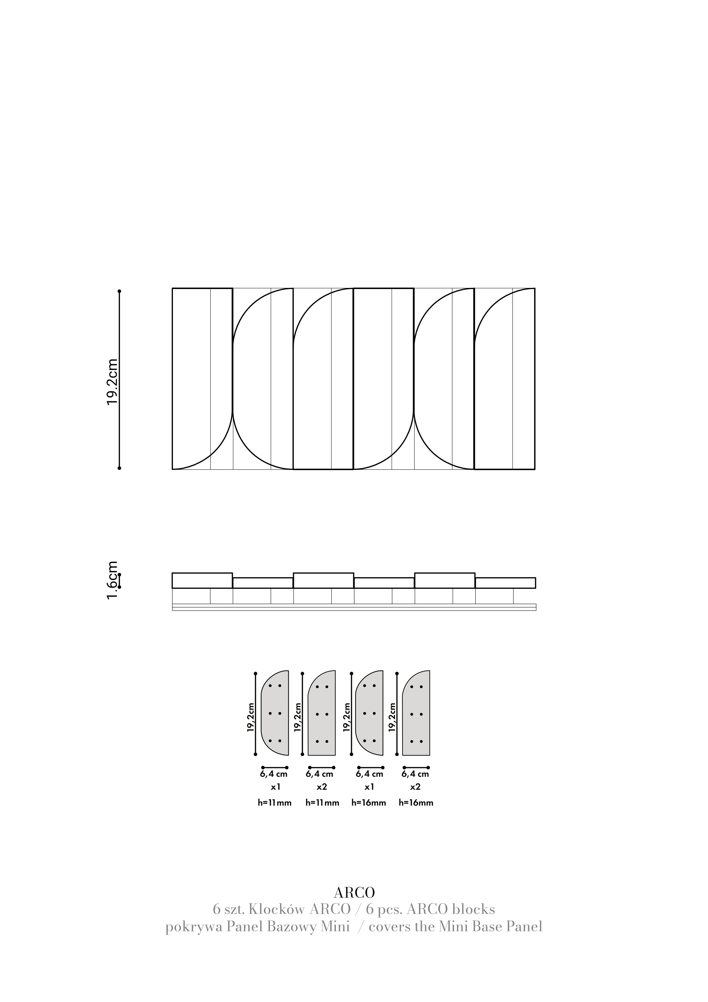 CLICKform zestaw klocków ARCO 6 elementów MURSO Czarny RAL9005 Mat 0,19m