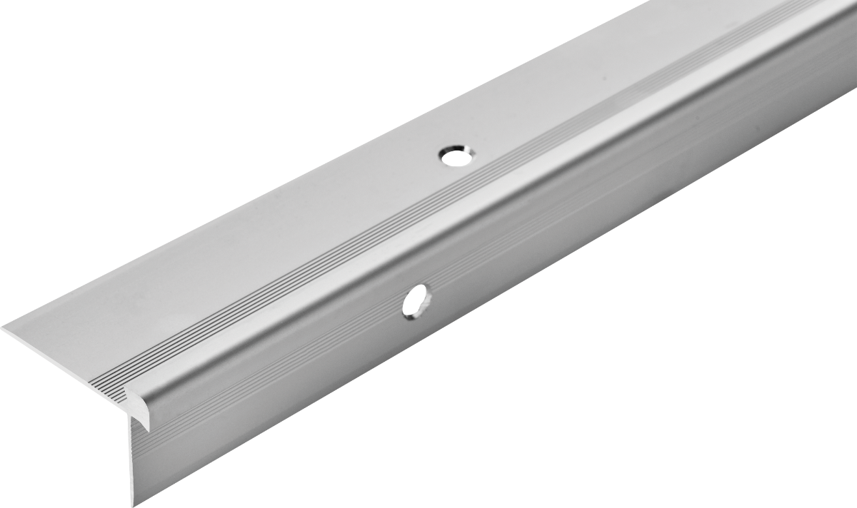 Profil do paneli aluminiowy LVT schodowy krawędziowy 5mm 42x28mm Cezar Srebrny Mat 2,70m
