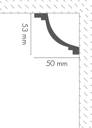 Smooth LGG-38 cornice strip, glued, Cezar White, 2.44 m