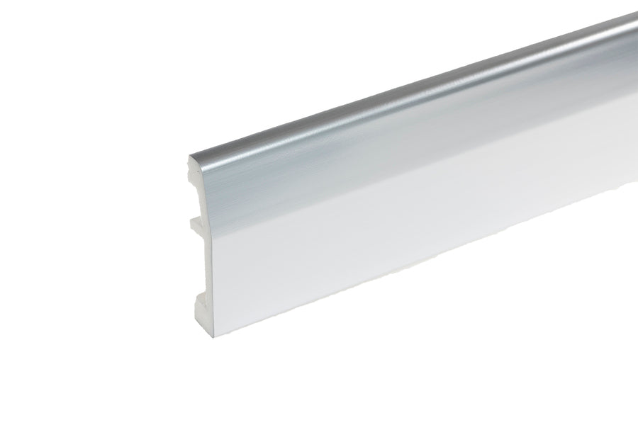 LPC-06 skirting board 69x14mm Cezar Silver Brushed Gloss 2.44m