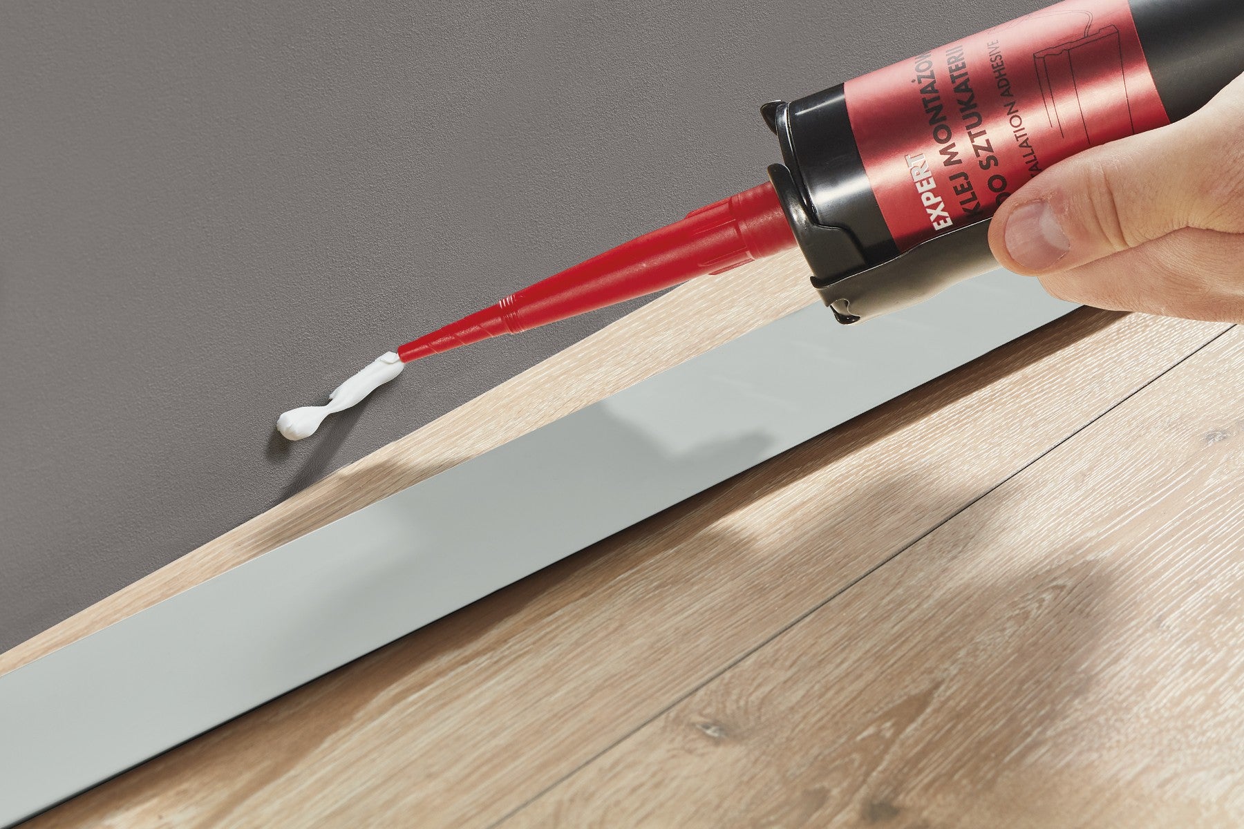 Skirting board 80x14mm CEZAR EARTH Line Dark Grey semi-matte veneer 2.20m