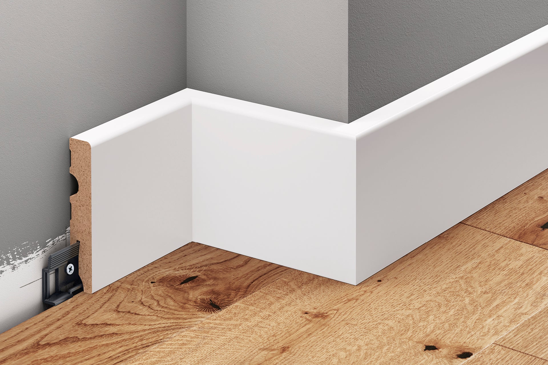 Listwa przypodłogowa kwadratowa MDF 80x14,5mm Cezar Biały RAL9003 okleina półmat 2,20m