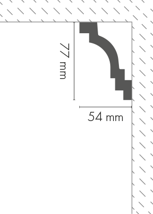 Smooth LGG-44 cornice strip, glued Flex Cezar White, 2.40 m