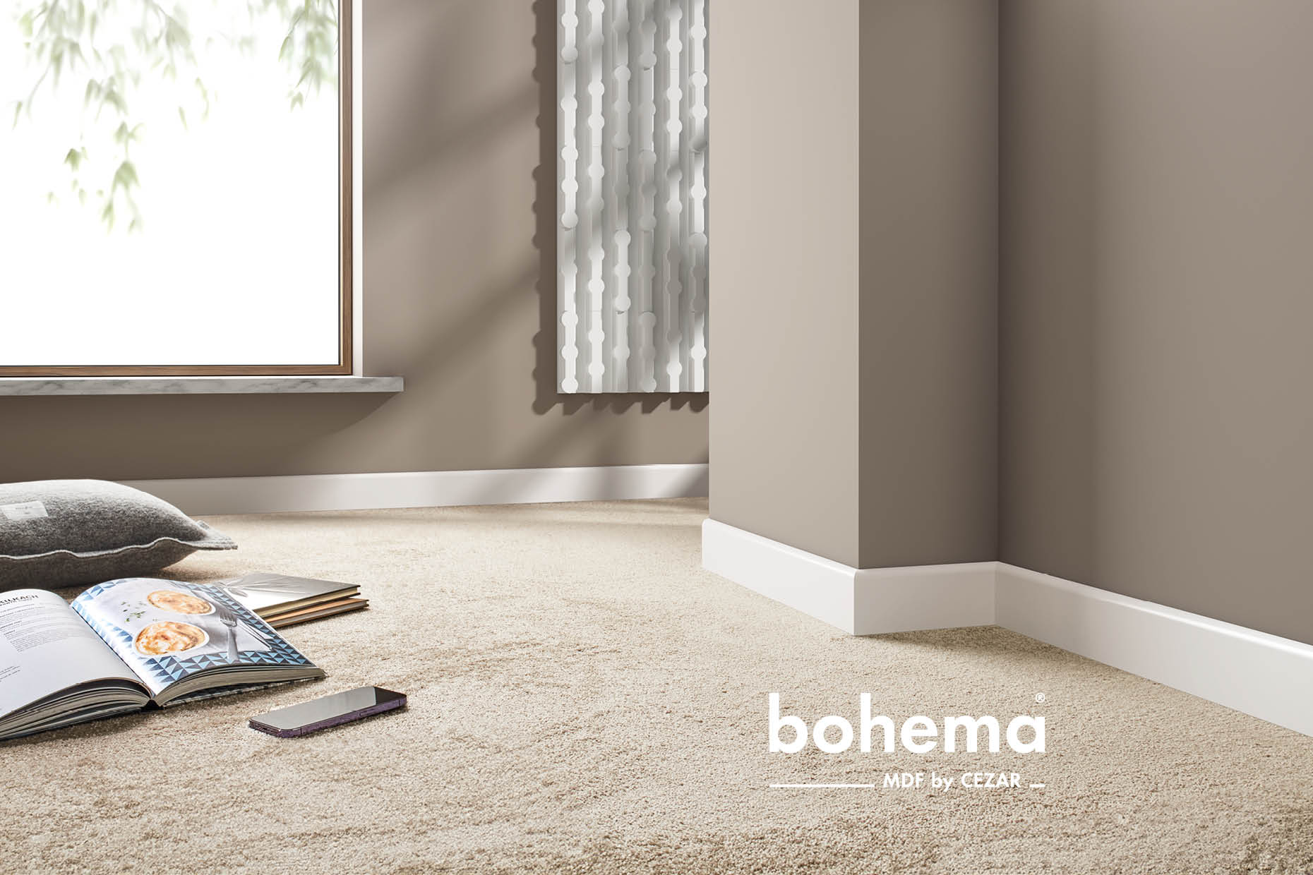 MDF skirting board 80x13mm Cezar Greywick semi-matt 2.20m