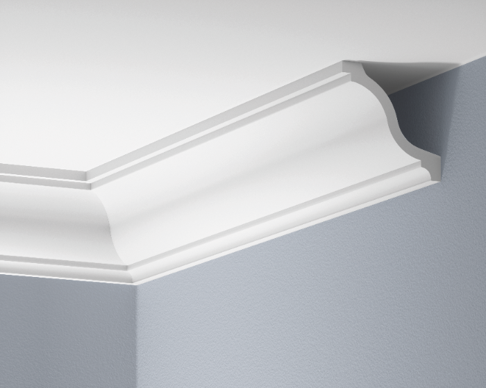 Smooth cornice strip LGG-52 glued Cezar White 2.44 m