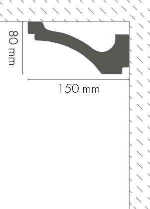 Smooth LGG-55 cornice strip, glued, Cezar White, 2.40 m