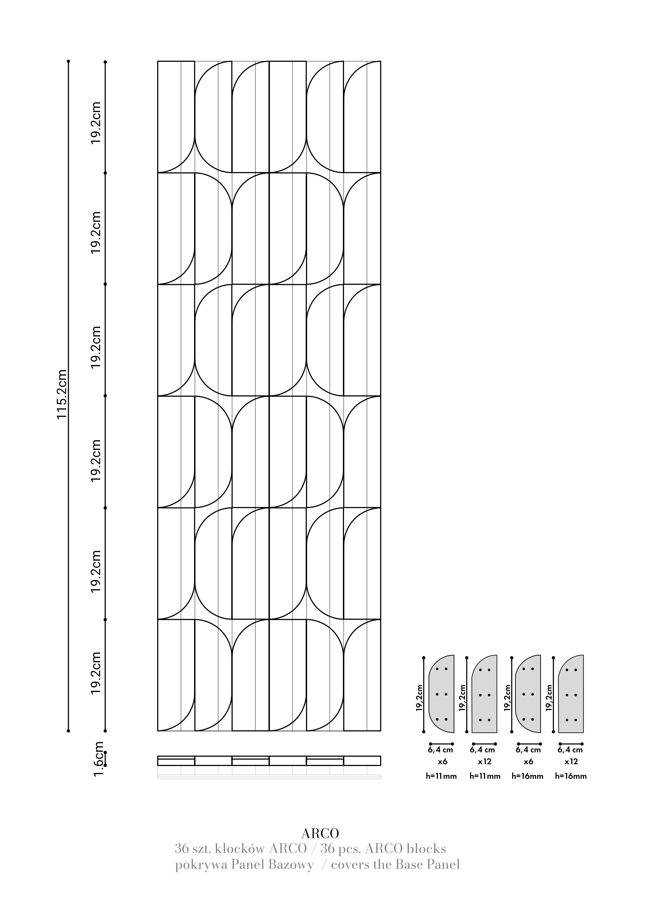 CLICKform zestaw klocków ARCO 36 elementów MURSO Czarny RAL9005 Mat 0,19m