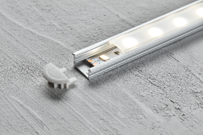 Zakończenia do do taśmy LED 14x7mm Cezar Aluminium Szary Jasny Mat