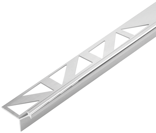 Aluminum external narrow tile profile 8 mm Cezar Silver El-Poler Gloss 2.50 m