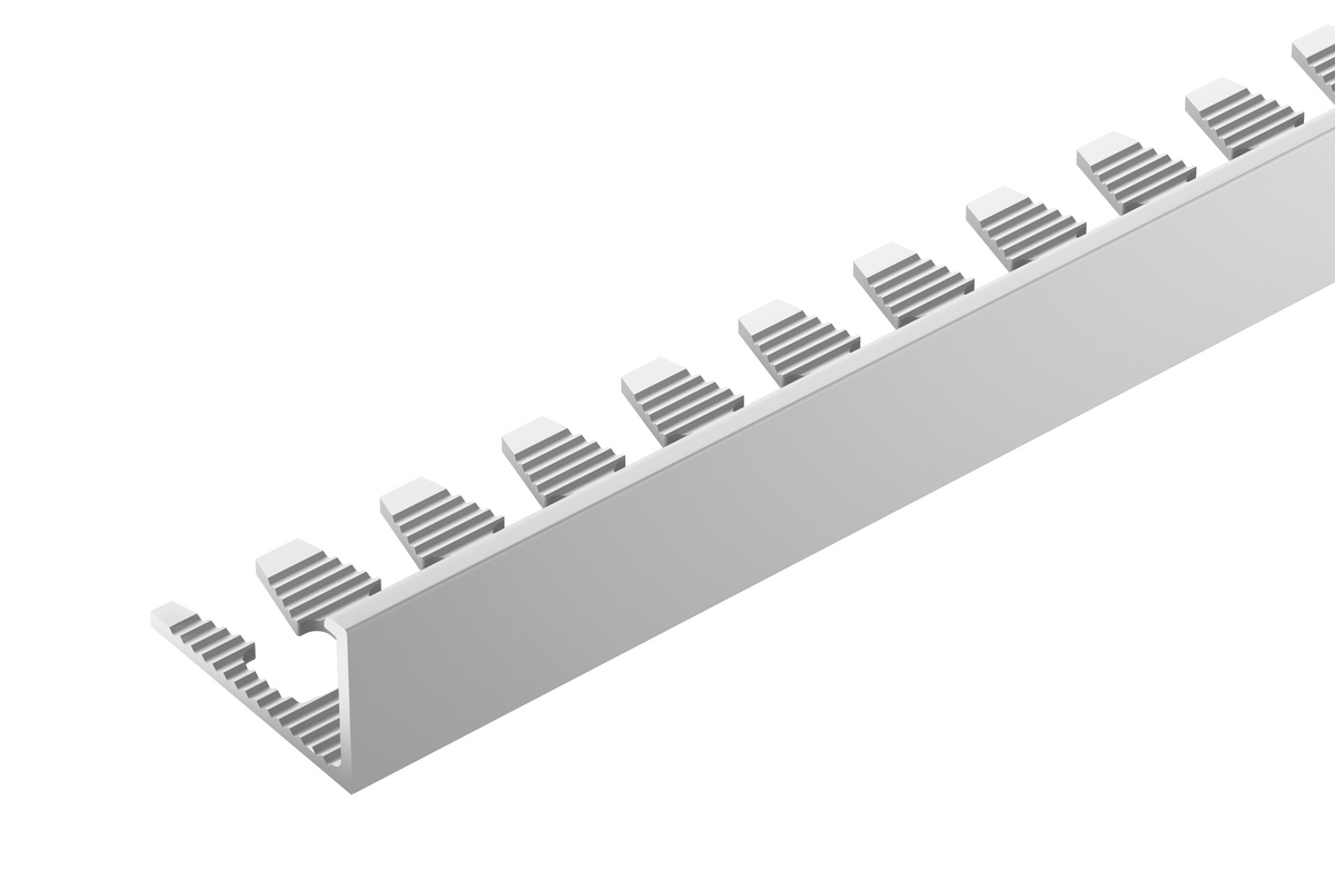 Profil do glazury aluminiowy narożny 10mm do łuków Cezar Srebrny Mat 2,50m