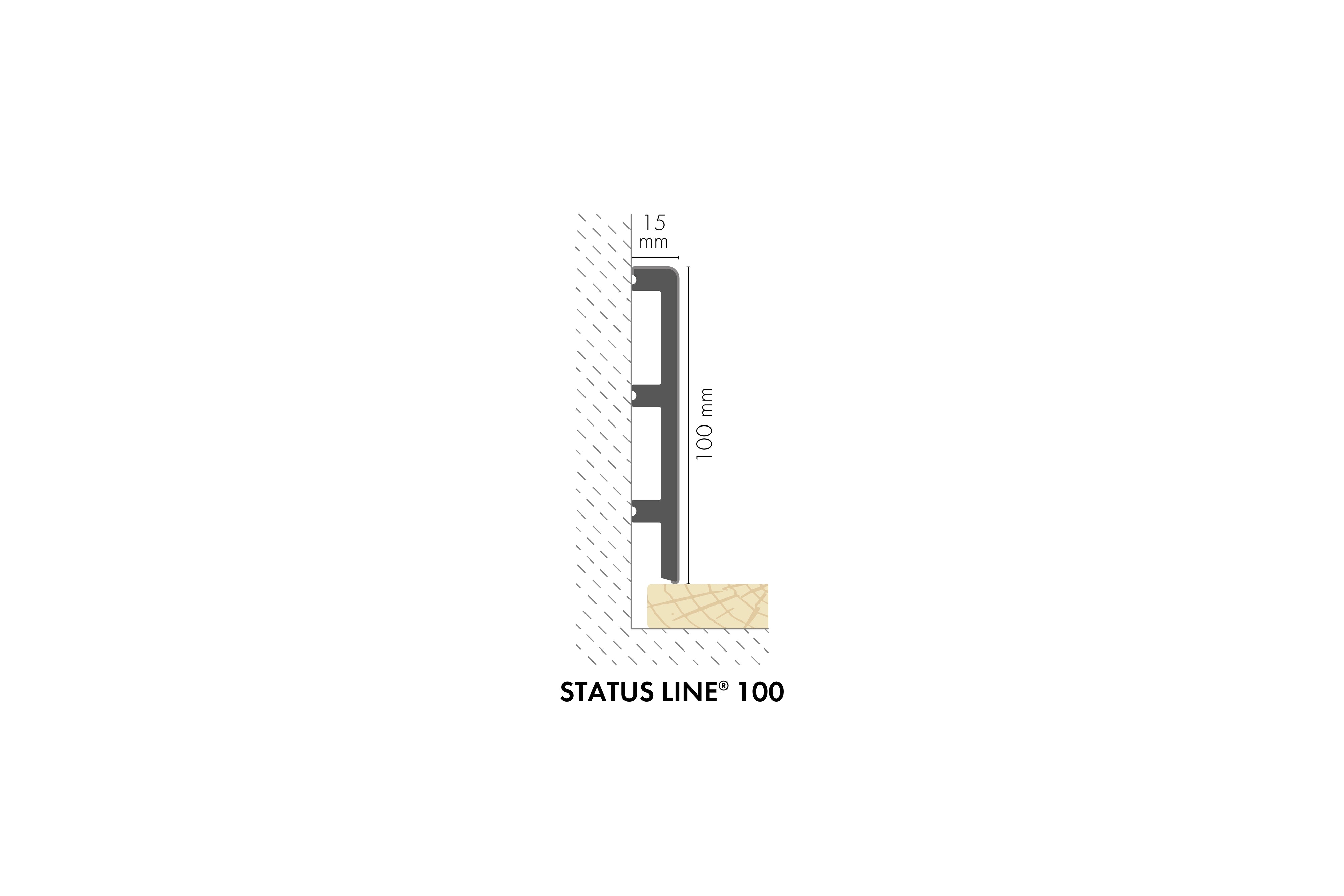 Плинтус из ПВХ Status Line 100x15 мм, полуматовый лак CEZAR Kaszmir, 2,20 м