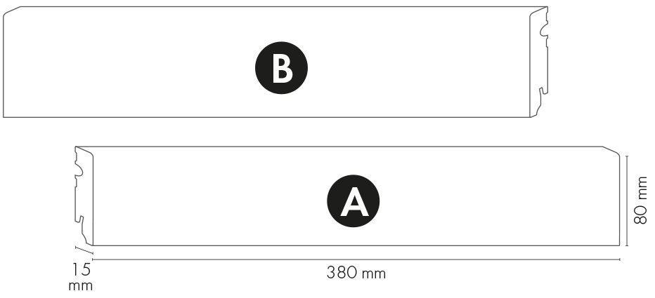 Listwa MDF przyp. LP 80x14,5mm R3 Narożnik gr. 15mm Cezar Biały RAL9003 Matowe 0,38m