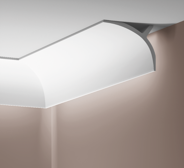 Smooth LGG-40 cornice strip, glued, Cezar White, 2.44 m