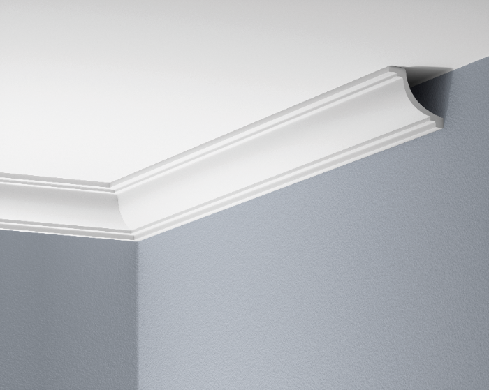 Smooth LGG-38 cornice strip, glued, Cezar White, 2.44 m