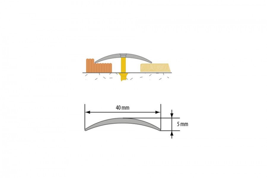 Profil progowy owalny aluminiowy szeroki 40mm Cezar Srebrny Mat 2,70m