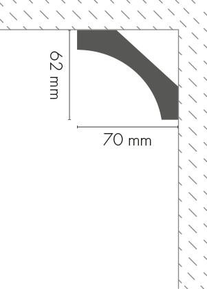 Smooth LGG-39 cornice strip, glued, Cezar White, 2.44 m