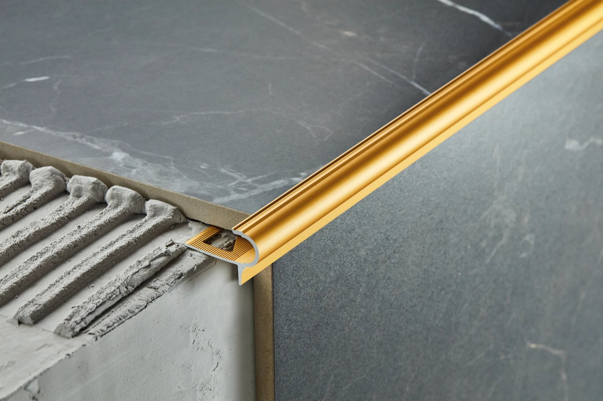 Semi-circular aluminum stair profile Cezar Champagne Matt 2.50 m