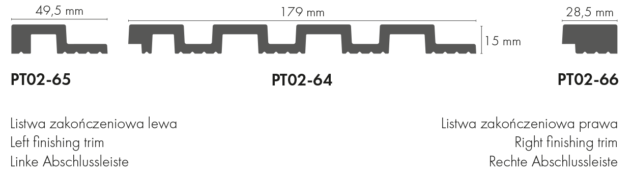 Listwa zakończeniowa do panelu ściennego THALIA02 28,5x15mm Cezar Biały mat 2,80m