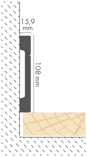 Плинтус LPC-20 108x15,9 мм, цвет Cezar White, глянцевый RAL9003, длина 2,44 м.