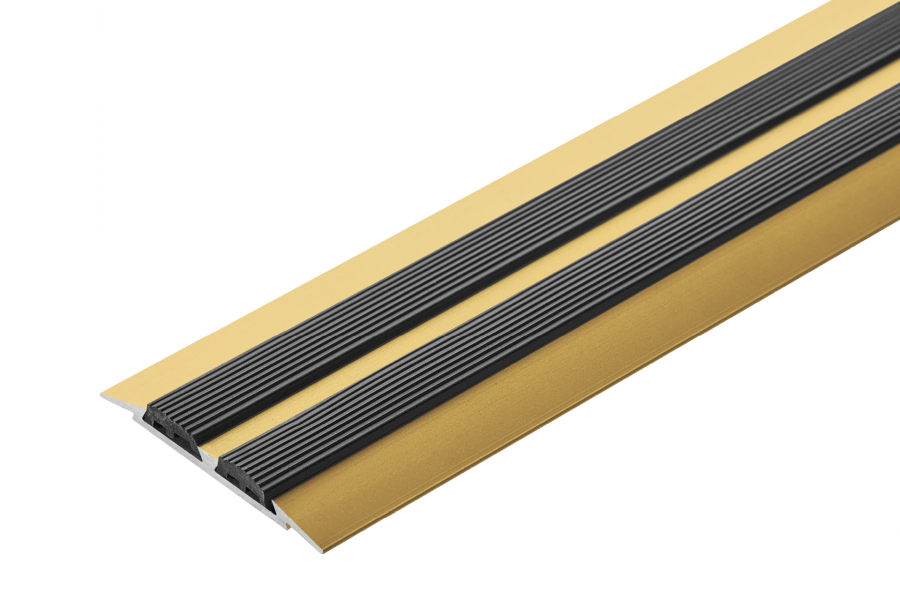 Profil progowy płaski aluminiowy 45mm z gumą Cezar Złoty Mat 1m