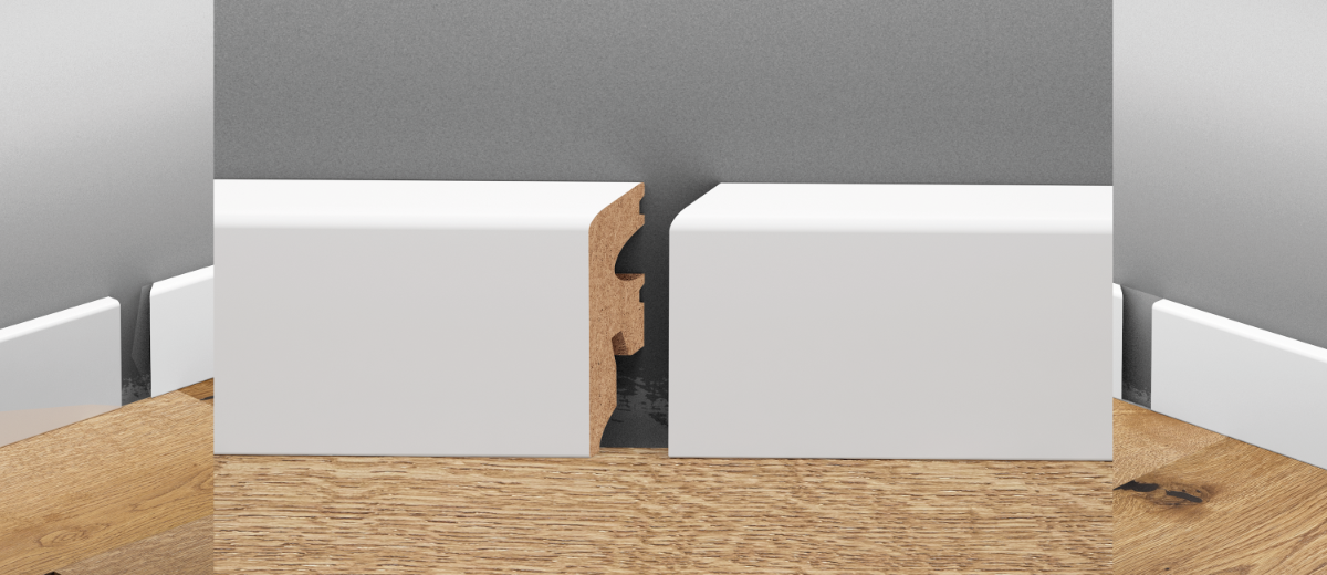 Listwa przypodłogowa MDF 80x13mm 1kpl=2szt(zacięcie 45 stx2) Cezar Biały RAL9003 półmat 2,20m