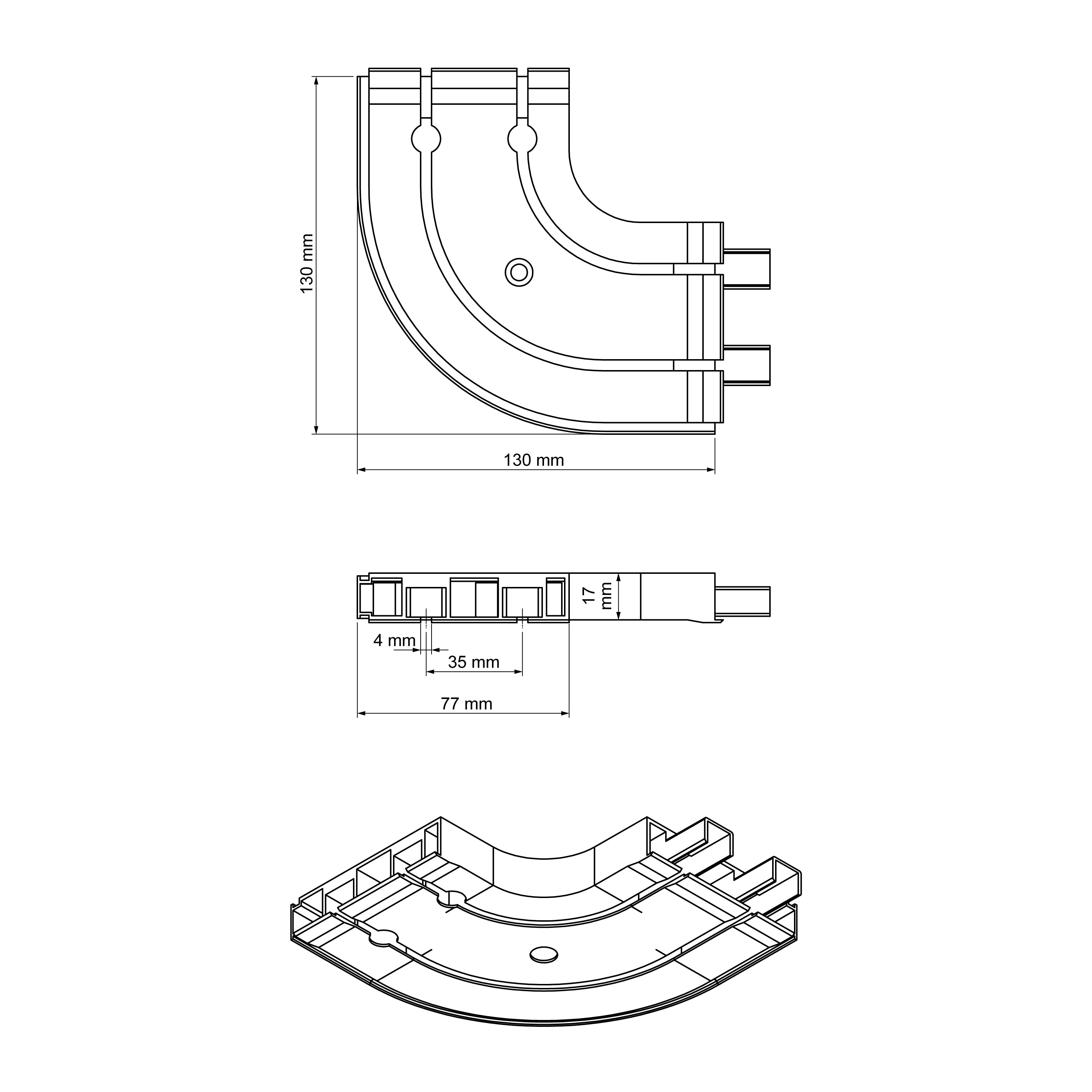 Łuk zakończeniowy PVC do szyny PROLINE2 1kpl=L+P Cezar Biały