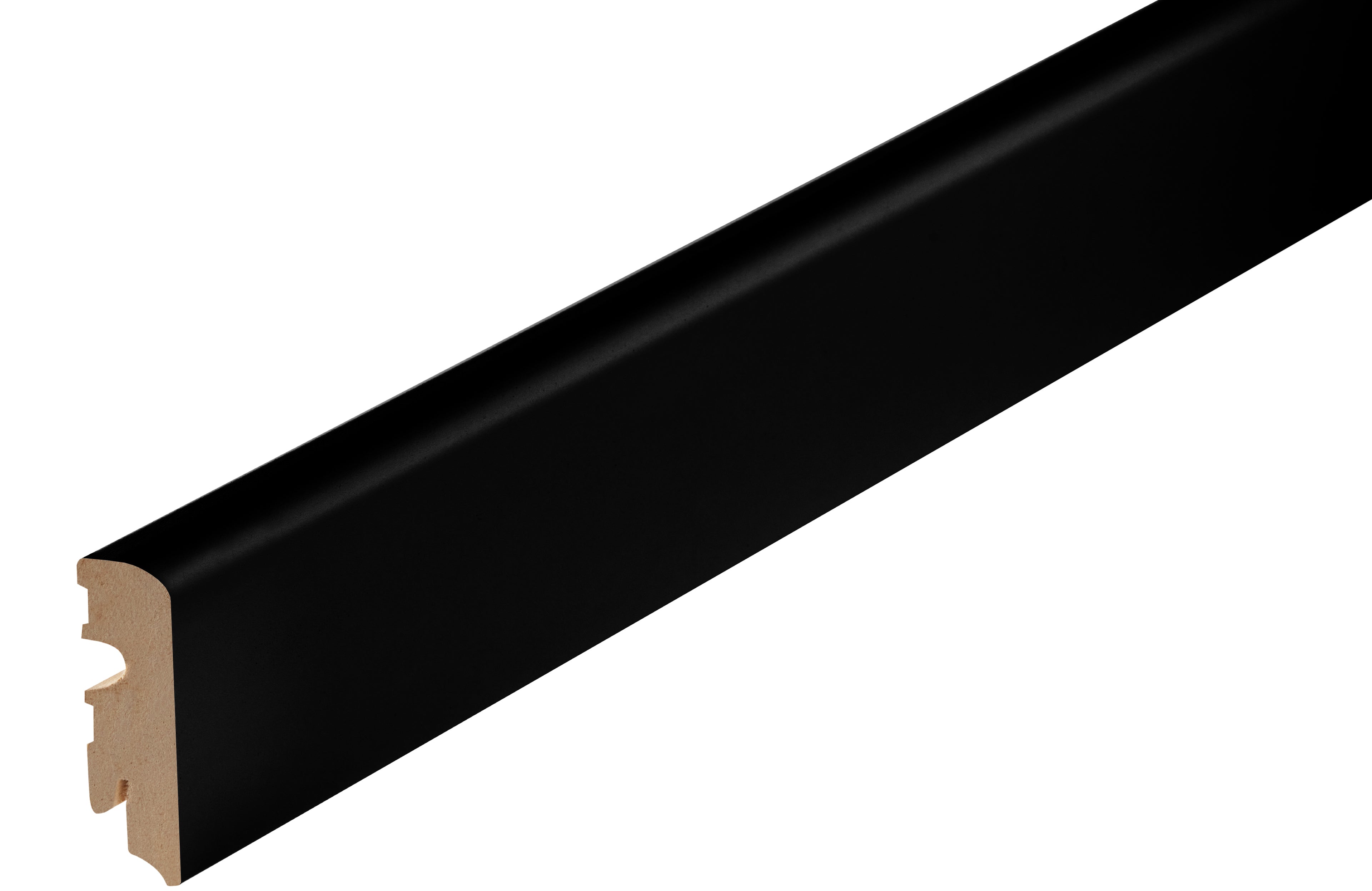 MDF strip 80x14.5mm R3 Corner 1set=18pcs L=0.38m Black RAL9005 semi-matt varnish