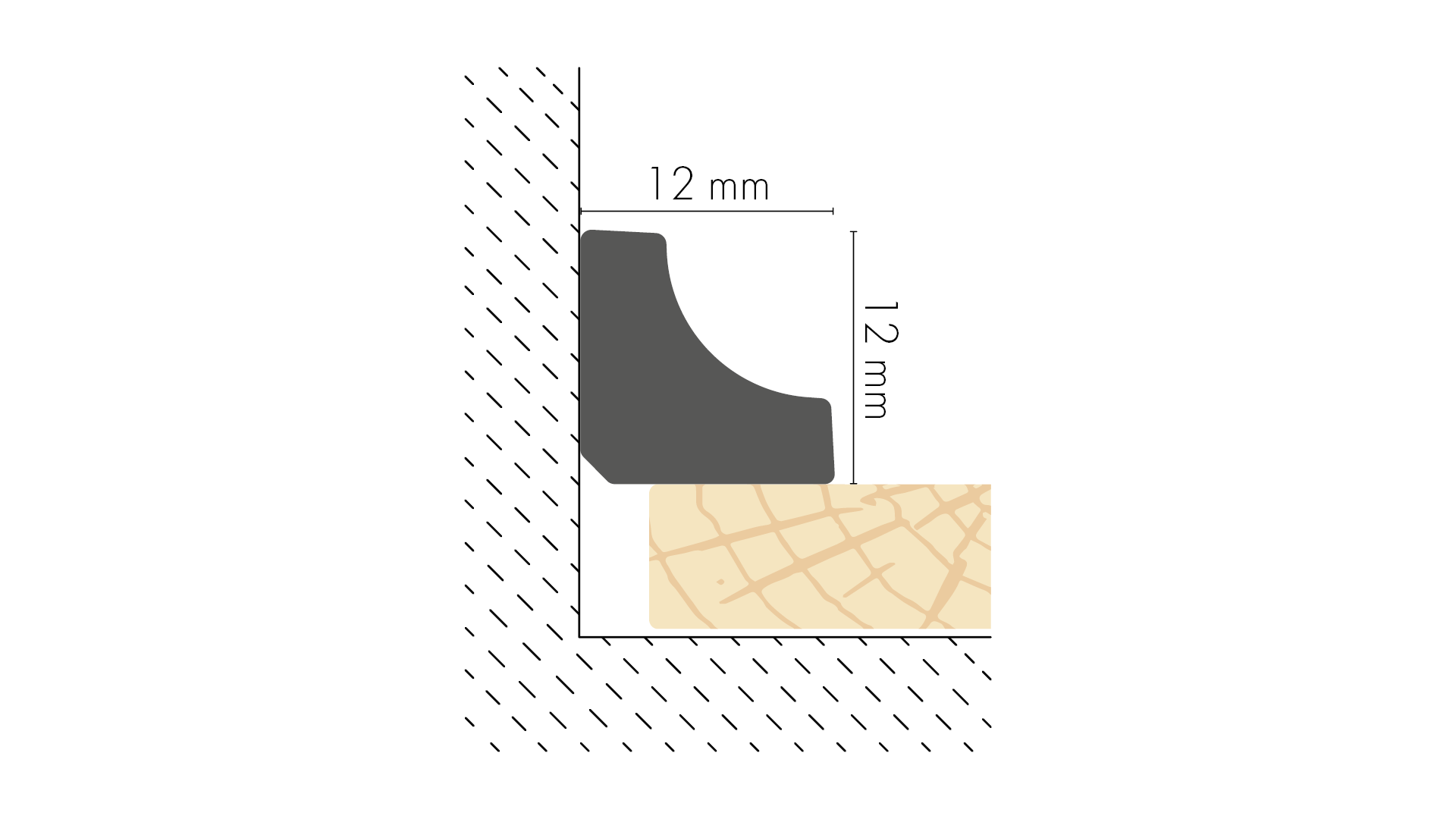 Ćwierćwałek MDF wklęsły 12x12mm Cezar Biały RAL9003 Mat 2,20m