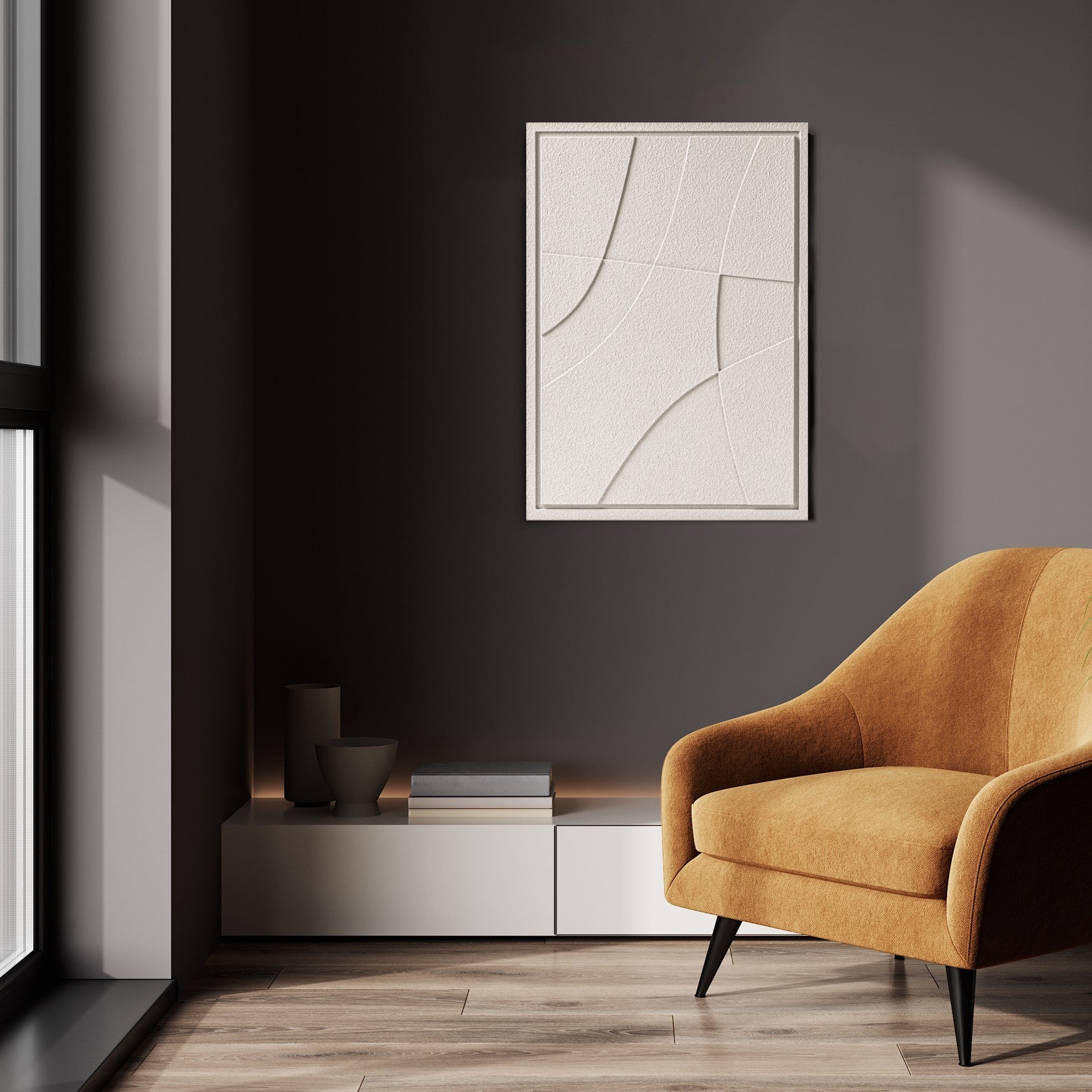 Wall Decor 500x700x18mm ABSTRACT 2 MURSO Natural Cream