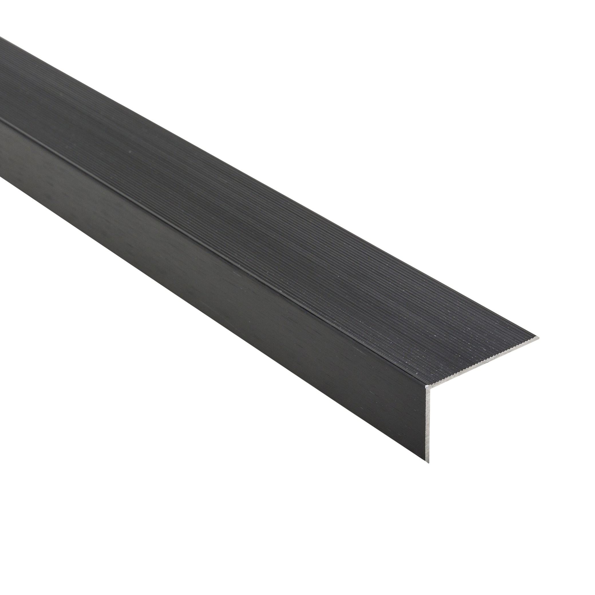 Kątownik aluminiowy schodowy ryflowany 40x25x1,5mm Cezar Czarny Szczotkowany mat 2m