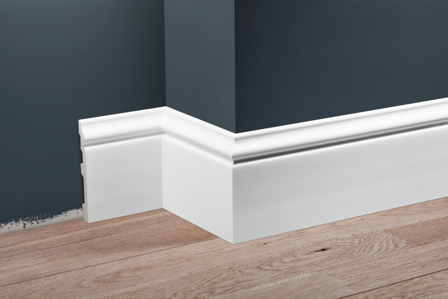 LPC-22 skirting board 117x14.5mm Cezar White RAL9003 Gloss 2.44m