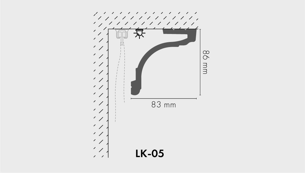 Cezar curtain rod 86x83mm Matt White 2.44m