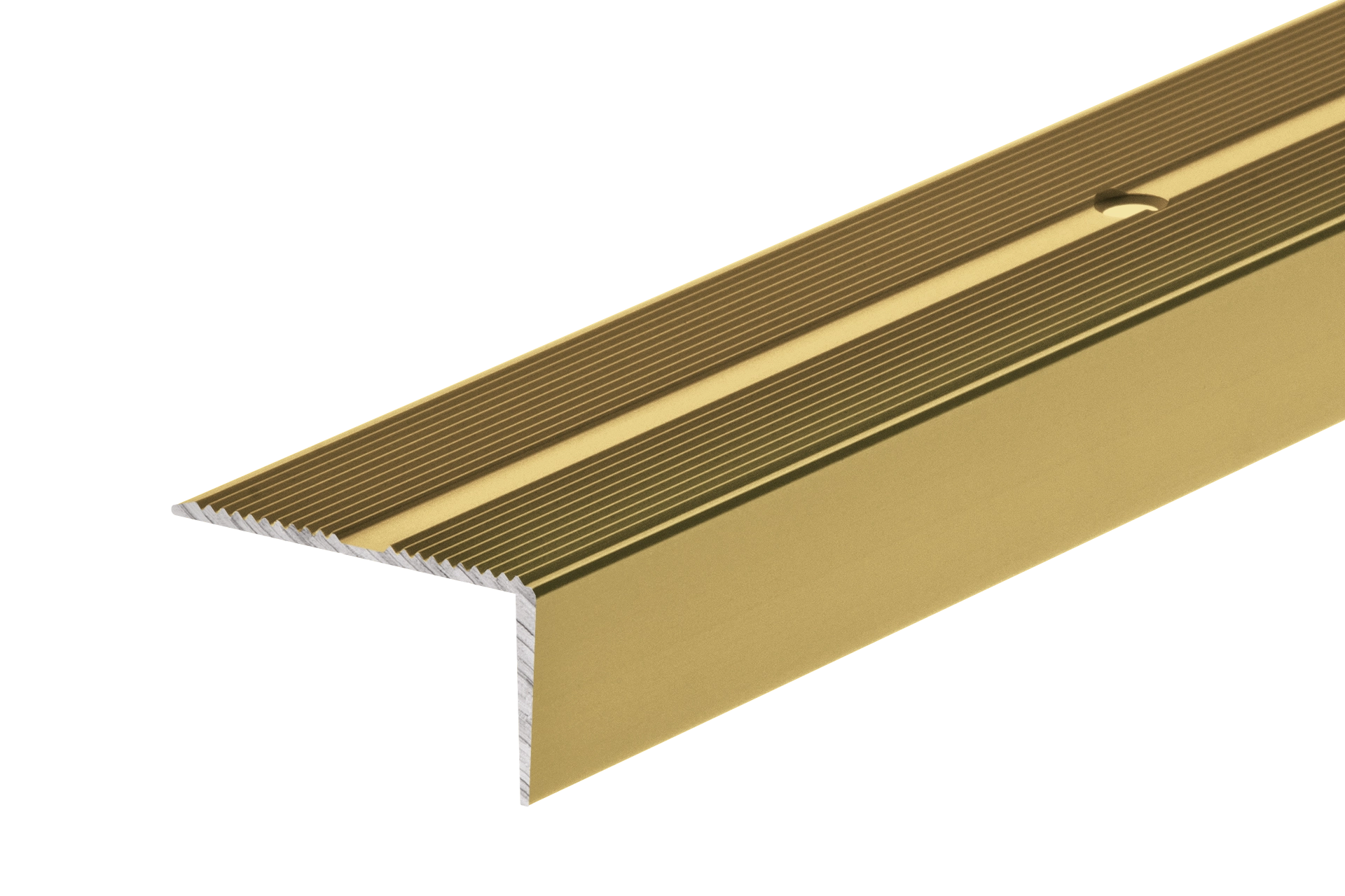 Wide aluminum stair profile with groove 42x22mm Cezar Gold Matt 1m