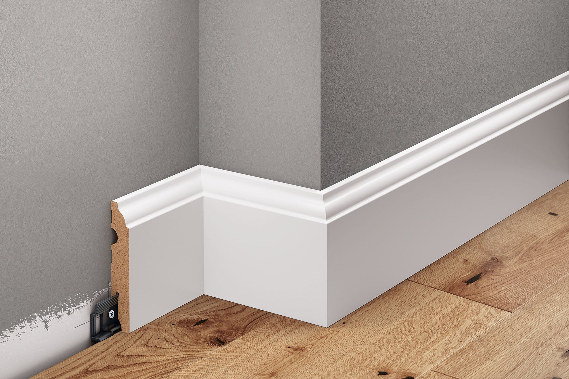 Listwa przypodłogowa dekoracyjna MDF 90x16mm Cezar Biały RAL9003 lakier pólmat 2,20m