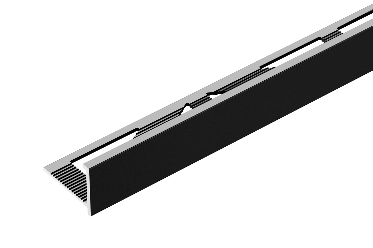 Profil do glazury aluminiowy narożny z krawędzią 10mmx18mm Cezar Czarny RAL9005 Mat 2,50m
