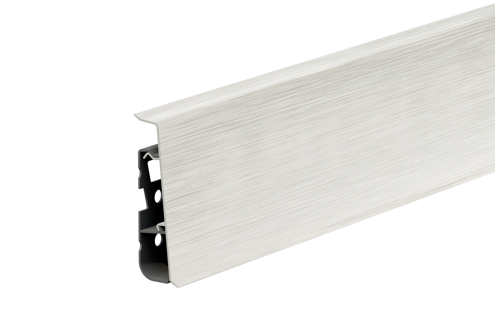 Listwa przypodłogowa PVC Hi Line Prestige 22x75mm Cezar Aluminium szczotkowane białe Mat 2,50m