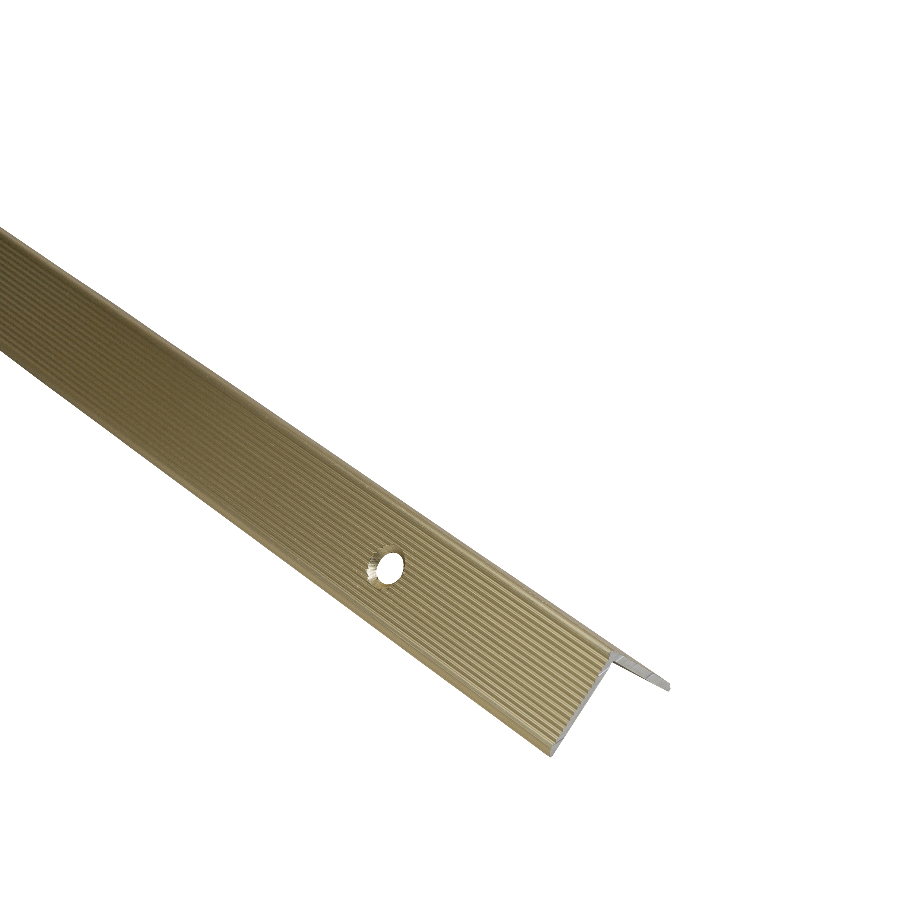 Kątownik aluminiowy schodowy ryflowany 40x25x1,5mm Cezar Złoty Jasny Szczotkowany mat 2m